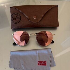 Ray-Ban Gold Frame Sunglasses with Rose Lenses